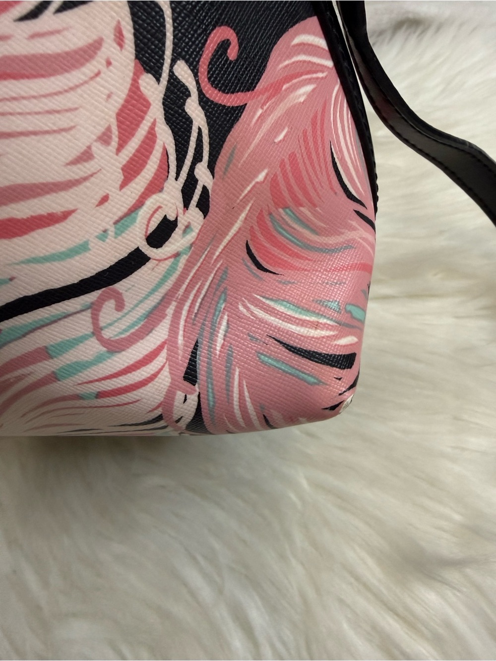 Kate Spade Brightwater Drive Rachelle Flamingo Feather Print Satchel Bag - Picture 15 of 15
